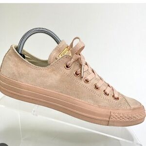 NWT no box pink & rose gold suede converses sneakers size 6.5